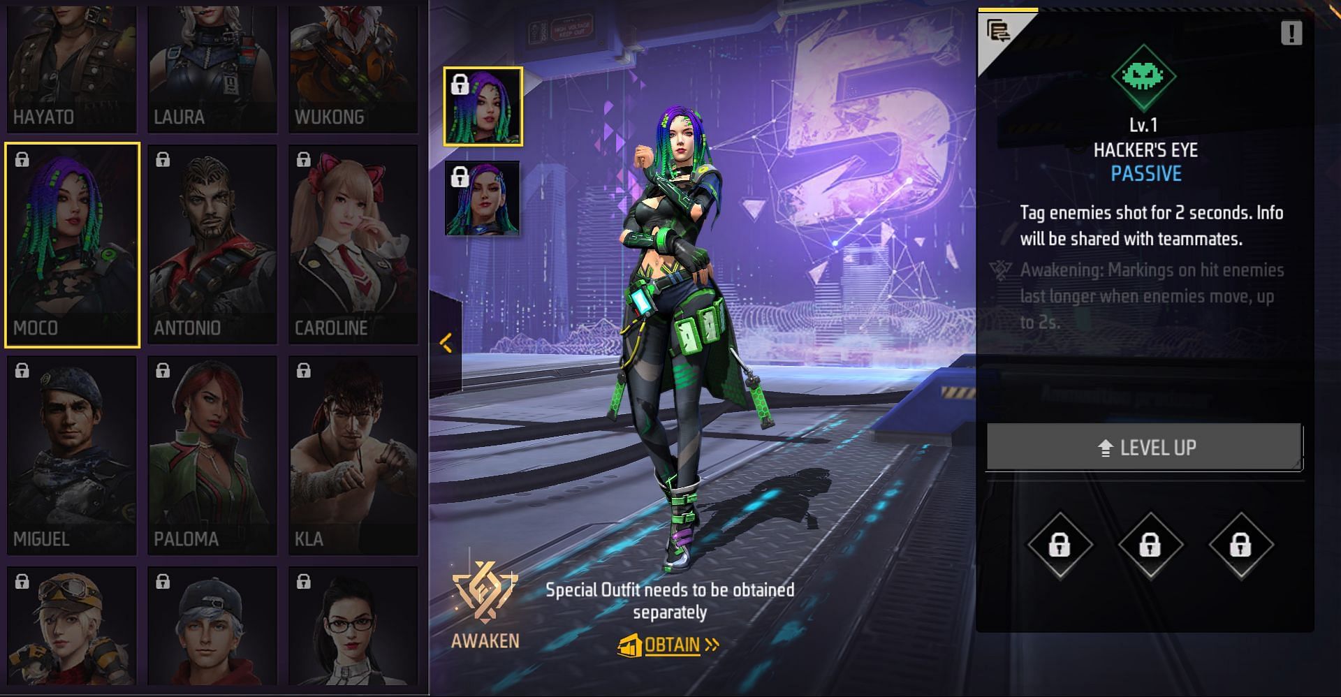 Foes are tagged with Moco's Hacker's Eye (Image via Garena)